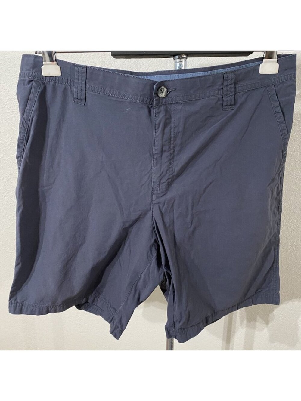 Columbia Shorts Men 32X10 100% Cotton Shorts Blue Zip